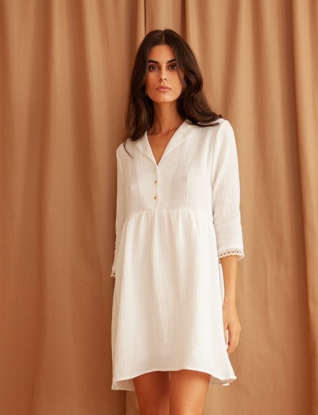 Robe blanche longue coton