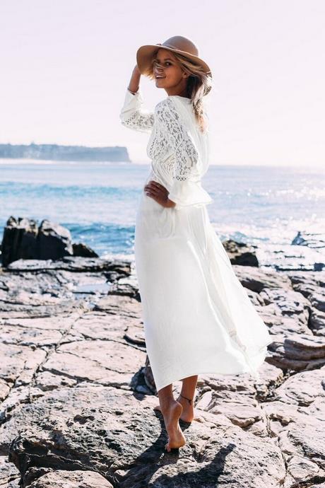 Robe boheme blanche longue