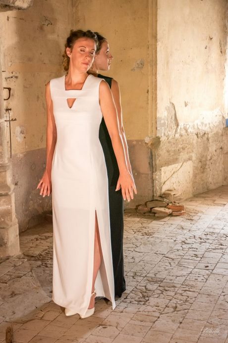 Robe cocktail longue blanche