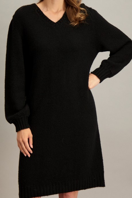 Robe laine noire manche longue