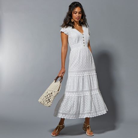 Robe longue blanche en coton