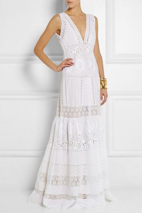 Robe longue blanche en coton