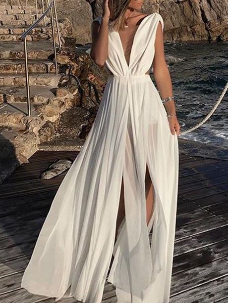 Robe longue blanche mousseline