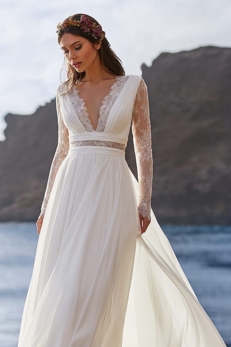 Robe longue manche longue mariage