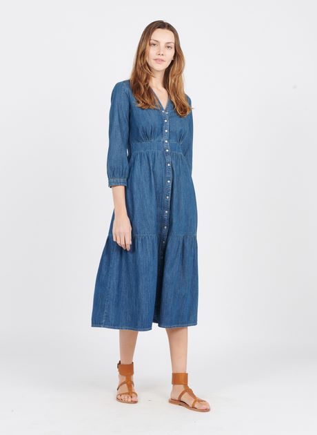 Robe longue marinière zara