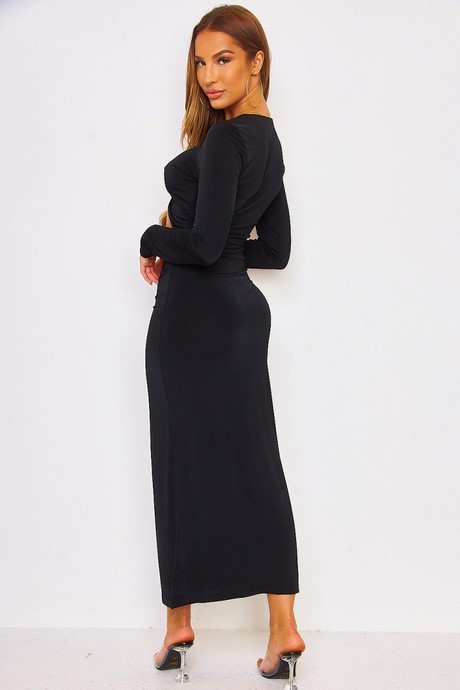 Robe longue noire moulante