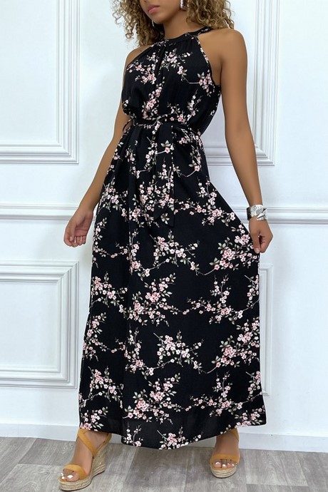 Robe longue noire sans manche