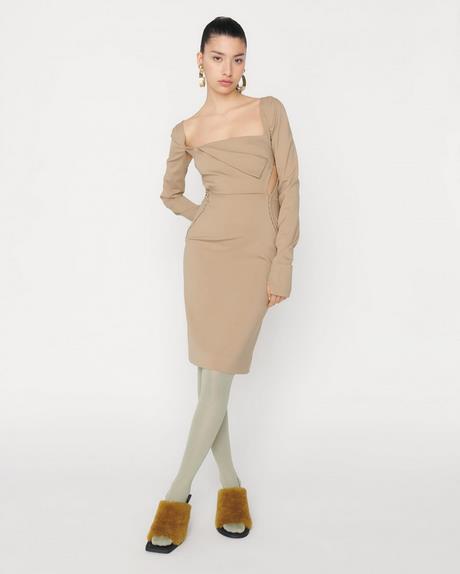 Robe manche longue beige