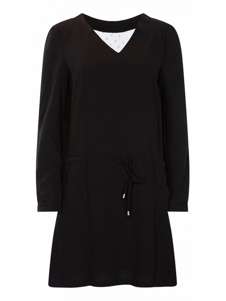 Robe noire manches longues col v