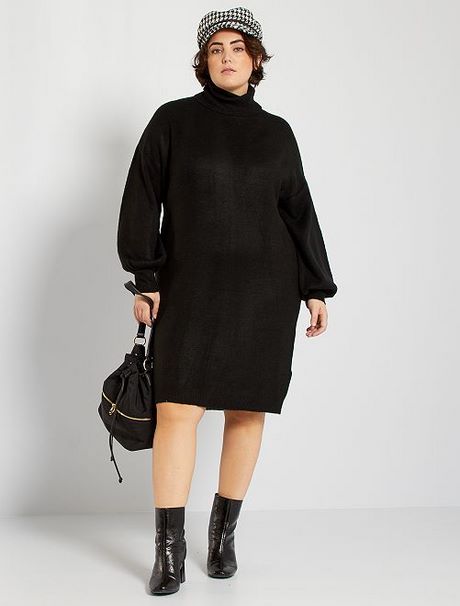 Robe pull col roulé noir