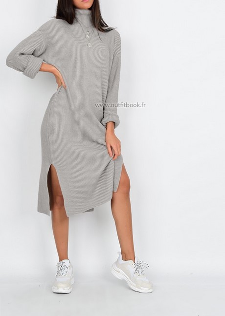 Robe pull longue laine