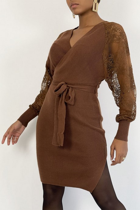 Robe pull marron