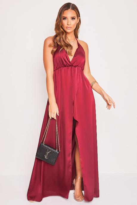 Robe rouge bordeau longue