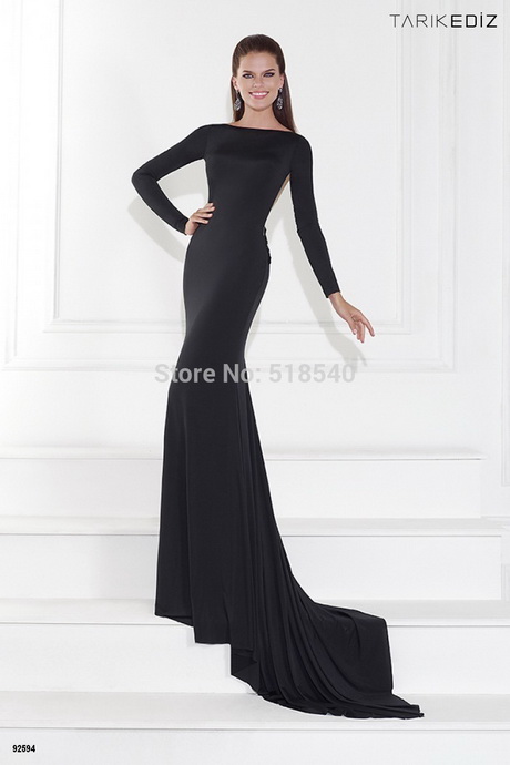 Robe de soirée noir manche longue