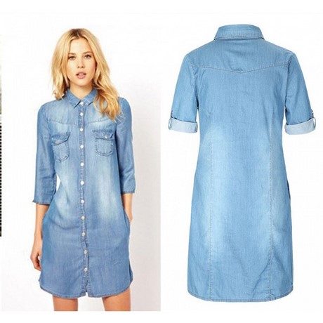 Robe chemise en jean longue