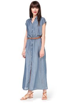 Robe chemise en jean longue