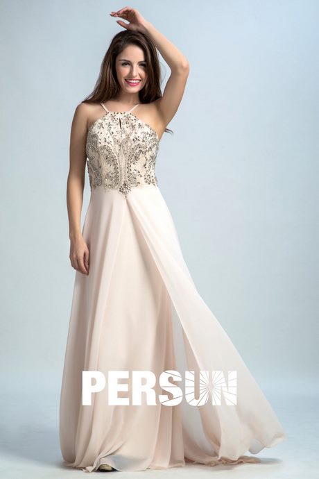 Robe de soirée longue beige