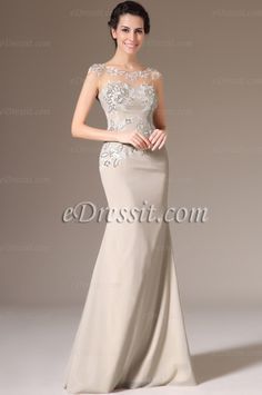 Robe de soirée longue beige