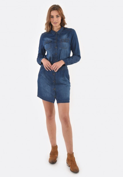 Robe denim manches longues