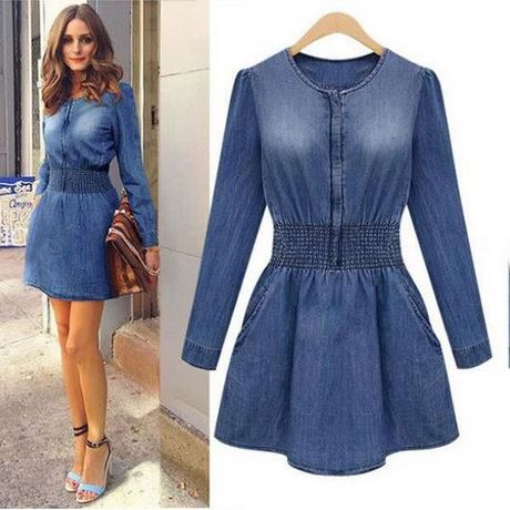 Robe denim manches longues