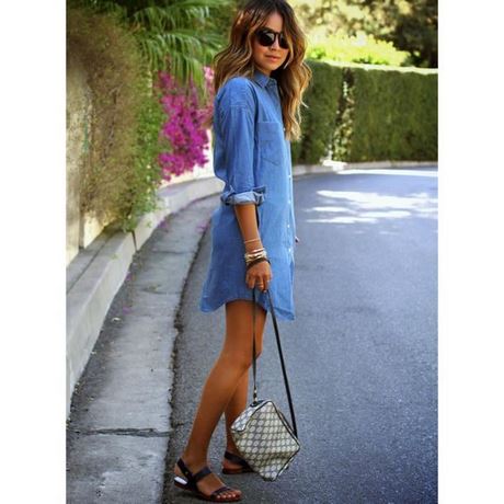 Robe denim manches longues