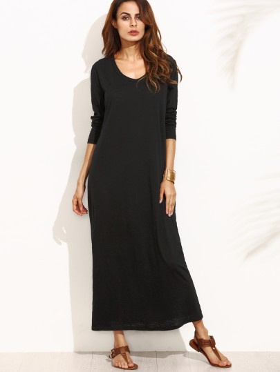 Robe droite fluide manche longue