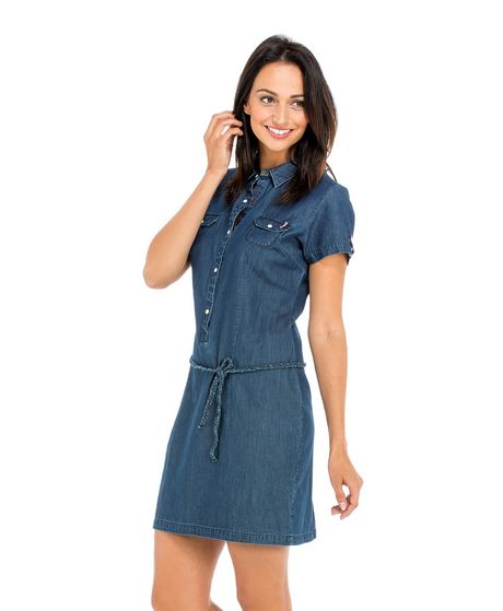 Robe jean manches courtes