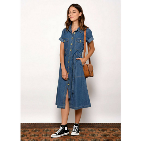 Robe longue denim