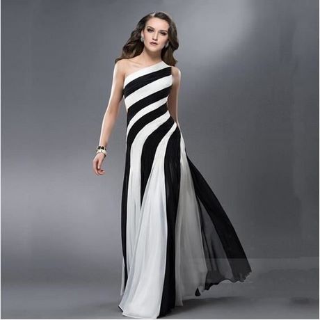 Robe noir et blanche longue