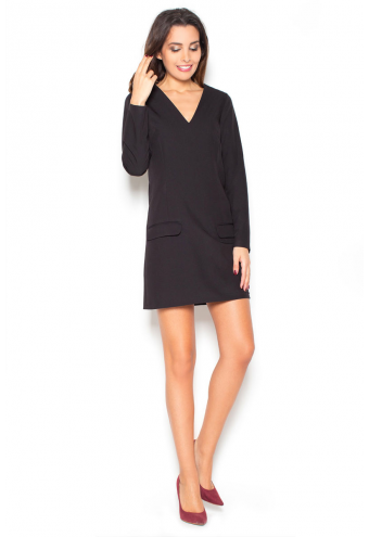 Robe noire droite manche courte