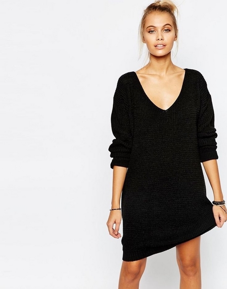 Robe pull noir femme