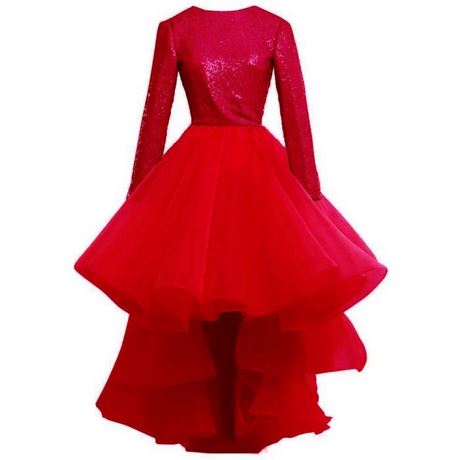 Robe rouge courte devant longue derriere