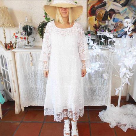 Robe blanche boheme longue