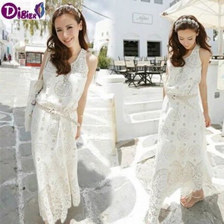 Robe blanche boheme longue