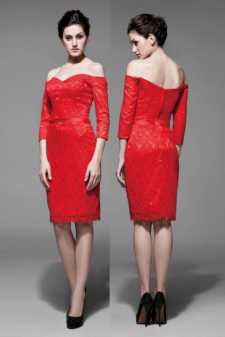 Robe cocktail dentelle rouge