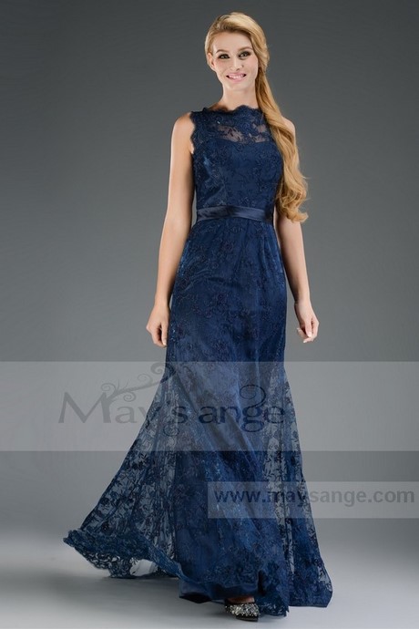 Robe de soirée bleu dentelle