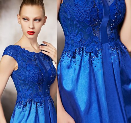 Robe de soirée bleu dentelle