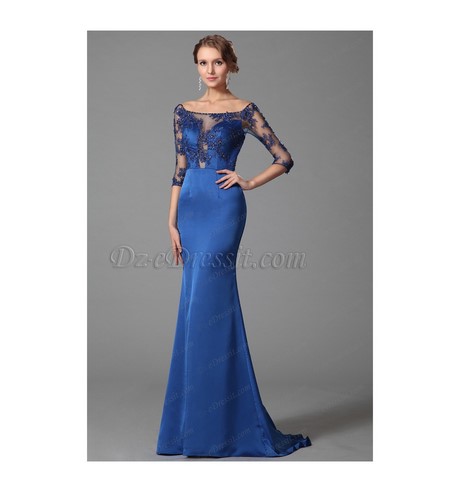 Robe de soirée bleu dentelle