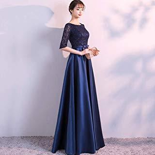 Robe de soiree dentelle bleu marine