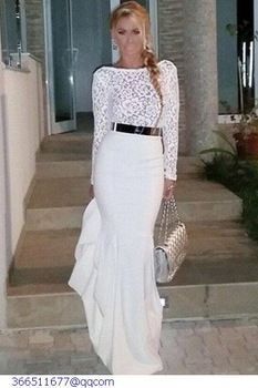 Robe de soiree longue blanche dentelle