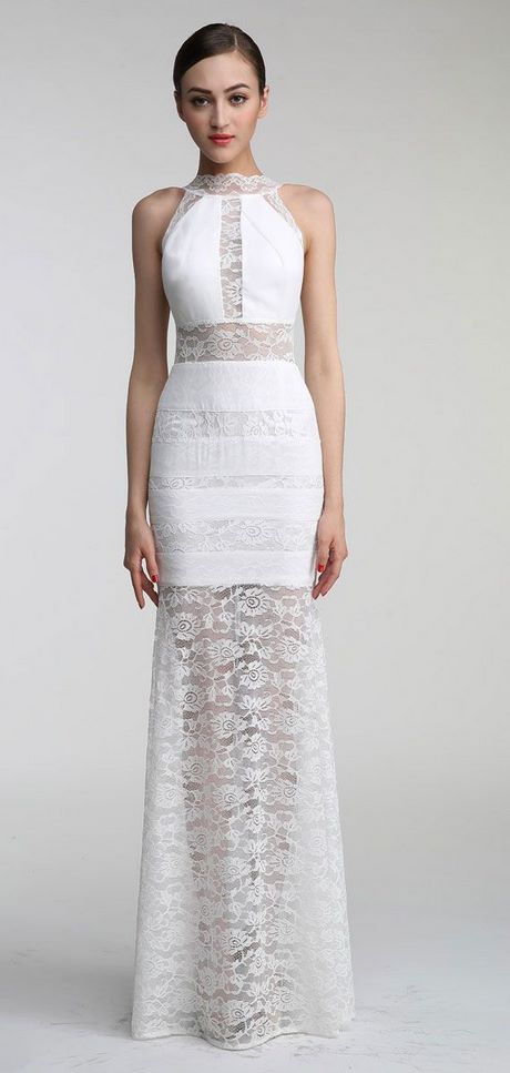 Robe de soirée longue dentelle blanche