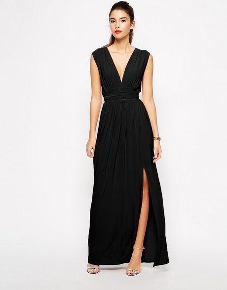 Robe de soirée longue noire fendue