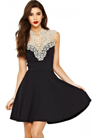 Robe dentelle blanche et noire