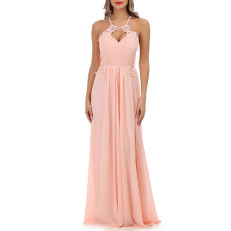 Robe dentelle longue rose