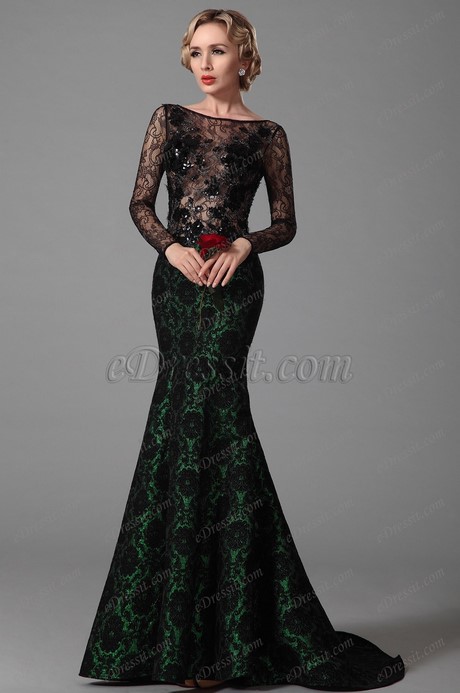 Robe dentelle noir longue