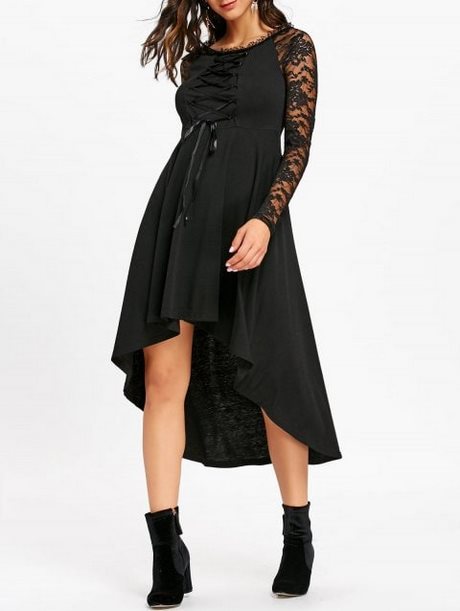 Robe dentelle noire manche longue