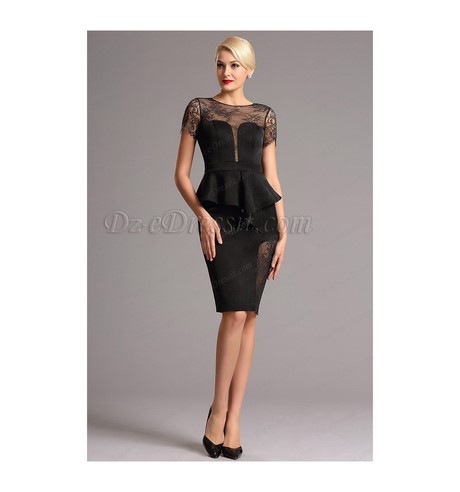 Robe dentelle noire manches courtes