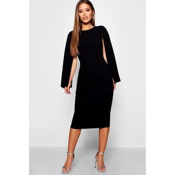 Robe droite noire manches longues