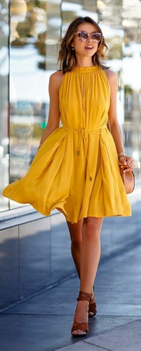 Robe jaune habillee Beauté et mode