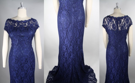 Robe longue bleu dentelle